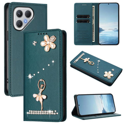 Ballet Girl Diamond Studded RFID Vegan Leather Phone Case, For Tecno Spark Go 3, For Tecno Pova Slim / Spark Slim, For Tecno Spark Go 2024 / Spark 20, For Tecno Spark 40C, For Tecno Pova 7 Pro 5G, For Tecno Pop 10, For Tecno Spark 40 Pro+ 4G           ...