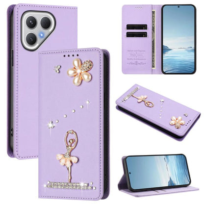Ballet Girl Diamond Studded RFID Vegan Leather Phone Case, For Tecno Spark Go 3, For Tecno Pova Slim / Spark Slim, For Tecno Spark Go 2024 / Spark 20, For Tecno Spark 40C, For Tecno Pova 7 Pro 5G, For Tecno Pop 10, For Tecno Spark 40 Pro+ 4G           ...