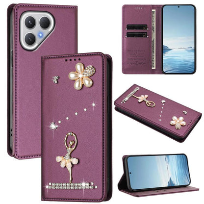 Ballet Girl Diamond Studded RFID Vegan Leather Phone Case, For Tecno Spark Go 3, For Tecno Pova Slim / Spark Slim, For Tecno Spark Go 2024 / Spark 20, For Tecno Spark 40C, For Tecno Pova 7 Pro 5G, For Tecno Pop 10, For Tecno Spark 40 Pro+ 4G           ...