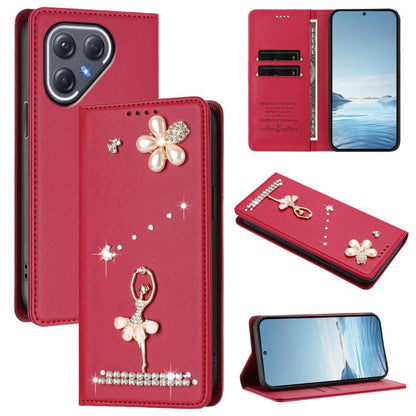 Ballet Girl Diamond Studded RFID Vegan Leather Phone Case, For Tecno Spark Go 3, For Tecno Pova Slim / Spark Slim, For Tecno Spark Go 2024 / Spark 20, For Tecno Spark 40C, For Tecno Pova 7 Pro 5G, For Tecno Pop 10, For Tecno Spark 40 Pro+ 4G           ...