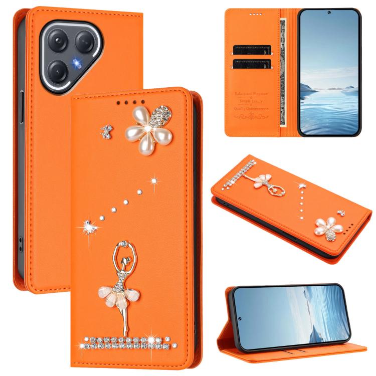 Ballet Girl Diamond Studded RFID Vegan Leather Phone Case, For Tecno Spark Go 3, For Tecno Pova Slim / Spark Slim, For Tecno Spark Go 2024 / Spark 20, For Tecno Spark 40C, For Tecno Pova 7 Pro 5G, For Tecno Pop 10, For Tecno Spark 40 Pro+ 4G           ...