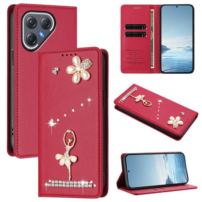 Ballet Girl Diamond Studded RFID Vegan Leather Phone Case, For Tecno Spark Go 3, For Tecno Pova Slim / Spark Slim, For Tecno Spark Go 2024 / Spark 20, For Tecno Spark 40C, For Tecno Pova 7 Pro 5G, For Tecno Pop 10, For Tecno Spark 40 Pro+ 4G           ...
