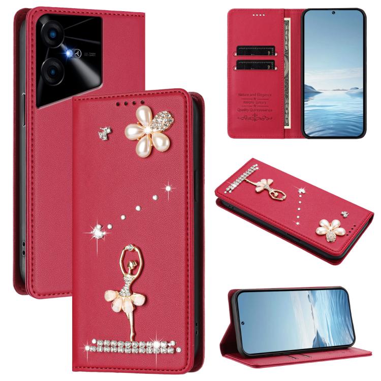 Ballet Girl Diamond Studded RFID Vegan Leather Phone Case, For Tecno Spark 20 Pro 5G, For Tecno Spark 10 Pro Magic Magenta, For Tecno Pova 6 / Pova 6 Pro, For Tecno Pova 6, For Tecno Camon 30 Pro, For Tecno Camon 30 Premier                             ...