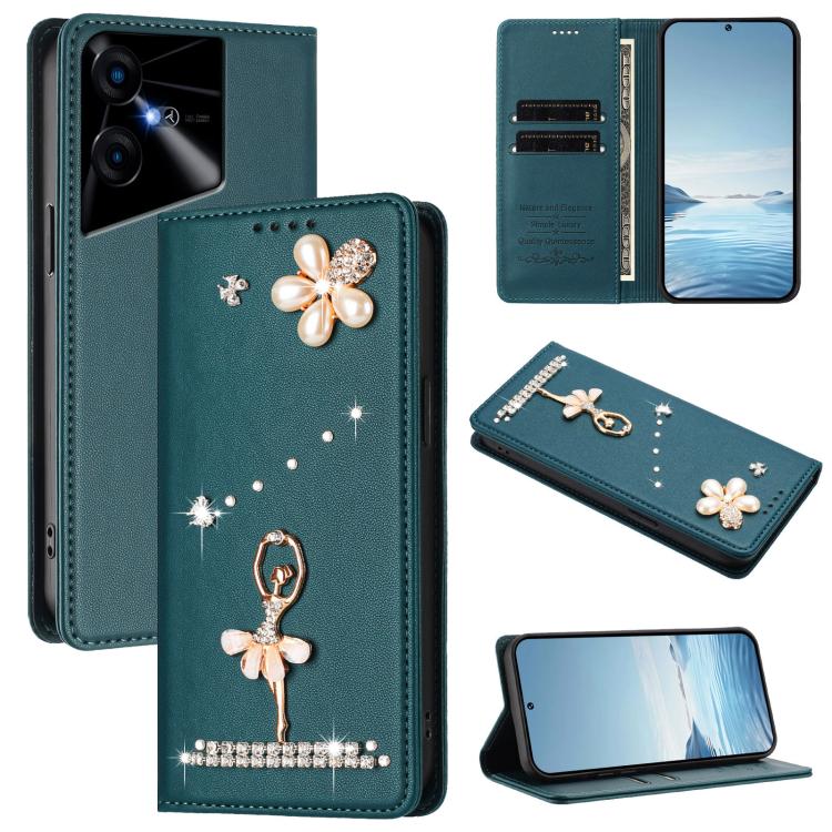Ballet Girl Diamond Studded RFID Vegan Leather Phone Case, For Tecno Spark 20 Pro 5G, For Tecno Spark 10 Pro Magic Magenta, For Tecno Pova 6 / Pova 6 Pro, For Tecno Pova 6, For Tecno Camon 30 Pro, For Tecno Camon 30 Premier                             ...