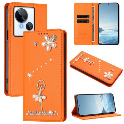 Ballet Girl Diamond Studded RFID Vegan Leather Phone Case, For Tecno Camon 20 Premier, For Tecno Camon 20 Pro 5G, For Tecno Camon 20 Pro 4G / Camon 20 4G, For Tecno Pop 7 Pro, For Tecno Spark 10 5G, For Tecno Spark 10C / Spark 10                       ...
