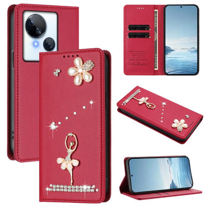 Ballet Girl Diamond Studded RFID Vegan Leather Phone Case, For Tecno Camon 20 Premier, For Tecno Camon 20 Pro 5G, For Tecno Camon 20 Pro 4G / Camon 20 4G, For Tecno Pop 7 Pro, For Tecno Spark 10 5G, For Tecno Spark 10C / Spark 10                       ...