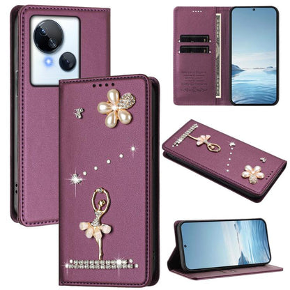 Ballet Girl Diamond Studded RFID Vegan Leather Phone Case, For Tecno Camon 20 Premier, For Tecno Camon 20 Pro 5G, For Tecno Camon 20 Pro 4G / Camon 20 4G, For Tecno Pop 7 Pro, For Tecno Spark 10 5G, For Tecno Spark 10C / Spark 10                       ...