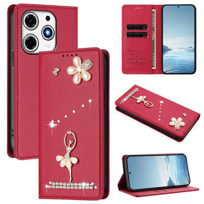 Ballet Girl Diamond Studded RFID Vegan Leather Phone Case, For Tecno Spark 20 Pro 5G, For Tecno Spark 10 Pro Magic Magenta, For Tecno Pova 6 / Pova 6 Pro, For Tecno Pova 6, For Tecno Camon 30 Pro, For Tecno Camon 30 Premier                             ...