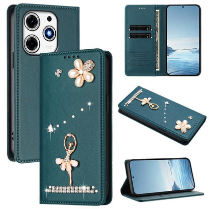 Ballet Girl Diamond Studded RFID Vegan Leather Phone Case, For Tecno Spark 20 Pro 5G, For Tecno Spark 10 Pro Magic Magenta, For Tecno Pova 6 / Pova 6 Pro, For Tecno Pova 6, For Tecno Camon 30 Pro, For Tecno Camon 30 Premier                             ...