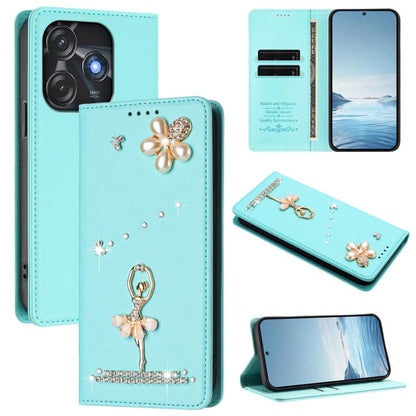 Ballet Girl Diamond Studded RFID Vegan Leather Phone Case, For Tecno Camon 20 Premier, For Tecno Camon 20 Pro 5G, For Tecno Camon 20 Pro 4G / Camon 20 4G, For Tecno Pop 7 Pro, For Tecno Spark 10 5G, For Tecno Spark 10C / Spark 10                       ...