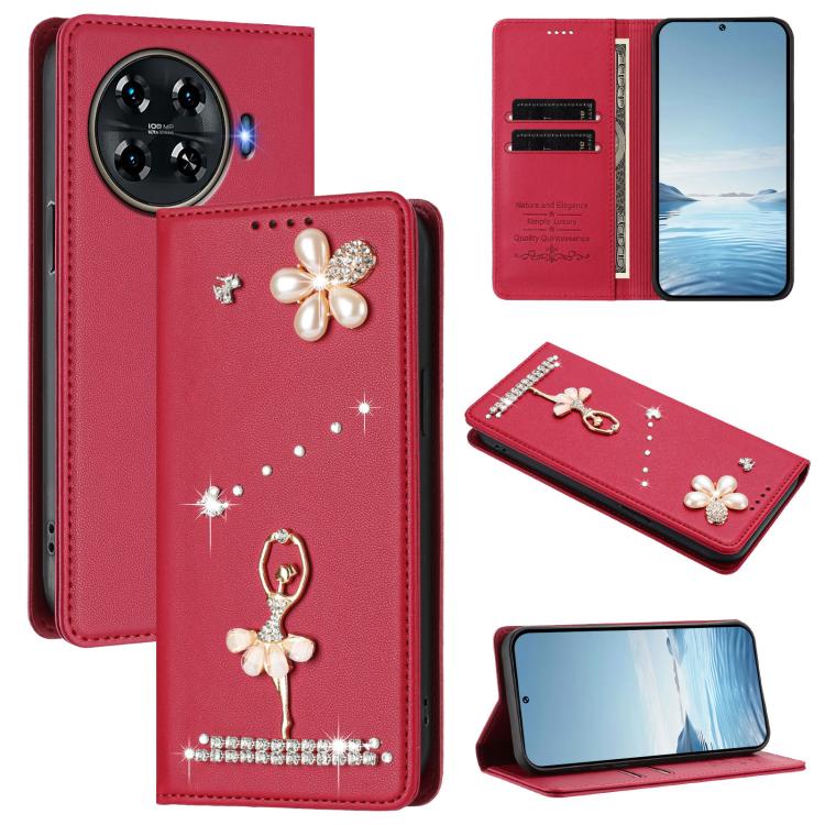 Ballet Girl Diamond Studded RFID Vegan Leather Phone Case, For Tecno Spark 20 Pro 5G, For Tecno Spark 10 Pro Magic Magenta, For Tecno Pova 6 / Pova 6 Pro, For Tecno Pova 6, For Tecno Camon 30 Pro, For Tecno Camon 30 Premier                             ...