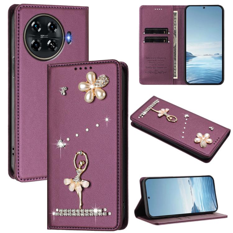 Ballet Girl Diamond Studded RFID Vegan Leather Phone Case, For Tecno Spark 20 Pro 5G, For Tecno Spark 10 Pro Magic Magenta, For Tecno Pova 6 / Pova 6 Pro, For Tecno Pova 6, For Tecno Camon 30 Pro, For Tecno Camon 30 Premier                             ...