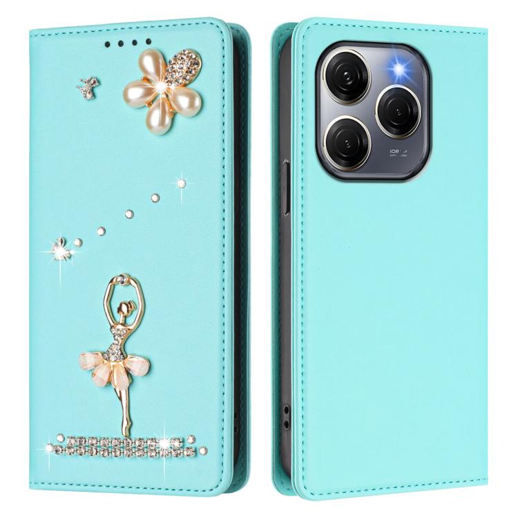 Ballet Girl Diamond Studded RFID Vegan Leather Phone Case, For Tecno Spark 20 Pro 5G, For Tecno Spark 10 Pro Magic Magenta, For Tecno Pova 6 / Pova 6 Pro, For Tecno Pova 6, For Tecno Camon 30 Pro, For Tecno Camon 30 Premier                             ...