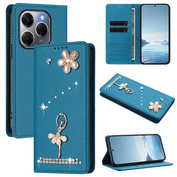 Ballet Girl Diamond Studded RFID Vegan Leather Phone Case, For Tecno Spark 20 Pro 5G, For Tecno Spark 10 Pro Magic Magenta, For Tecno Pova 6 / Pova 6 Pro, For Tecno Pova 6, For Tecno Camon 30 Pro, For Tecno Camon 30 Premier                             ...