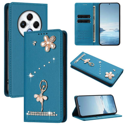 Ballet Girl Diamond Studded RFID Vegan Leather Phone Case, For Tecno Spark Go 1, For Tecno Camon 40 Pro, For Tecno Camon 40 Premier, For Tecno Camon 40, For Tecno Spark 30C 5G / Pop 9 5G, For Tecno Camon 30S / 30S Pro                                   ...