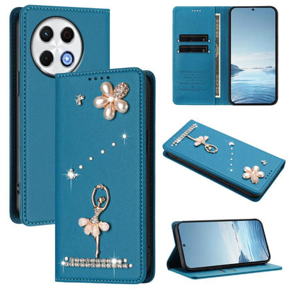 Ballet Girl Diamond Studded RFID Vegan Leather Phone Case, For Tecno Spark Go 1, For Tecno Camon 40 Pro, For Tecno Camon 40 Premier, For Tecno Camon 40, For Tecno Spark 30C 5G / Pop 9 5G, For Tecno Camon 30S / 30S Pro                                   ...