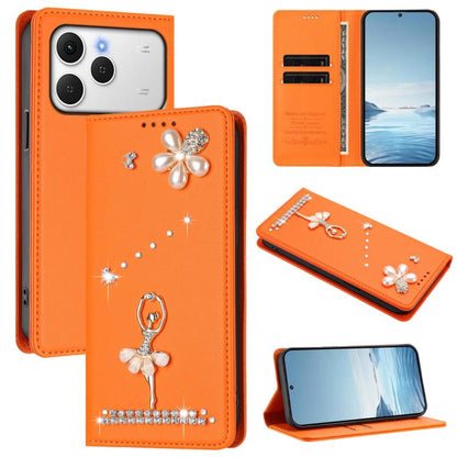 Ballet Girl Diamond Studded RFID Vegan Leather Phone Case, For Tecno Spark Go 3, For Tecno Pova Slim / Spark Slim, For Tecno Spark Go 2024 / Spark 20, For Tecno Spark 40C, For Tecno Pova 7 Pro 5G, For Tecno Pop 10, For Tecno Spark 40 Pro+ 4G           ...