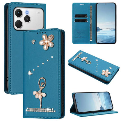 Ballet Girl Diamond Studded RFID Vegan Leather Phone Case, For Tecno Spark Go 3, For Tecno Pova Slim / Spark Slim, For Tecno Spark Go 2024 / Spark 20, For Tecno Spark 40C, For Tecno Pova 7 Pro 5G, For Tecno Pop 10, For Tecno Spark 40 Pro+ 4G           ...