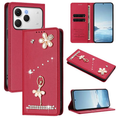 Ballet Girl Diamond Studded RFID Vegan Leather Phone Case, For Tecno Spark Go 3, For Tecno Pova Slim / Spark Slim, For Tecno Spark Go 2024 / Spark 20, For Tecno Spark 40C, For Tecno Pova 7 Pro 5G, For Tecno Pop 10, For Tecno Spark 40 Pro+ 4G           ...