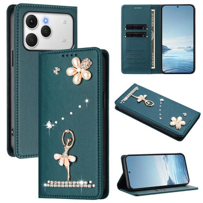 Ballet Girl Diamond Studded RFID Vegan Leather Phone Case, For Tecno Spark Go 3, For Tecno Pova Slim / Spark Slim, For Tecno Spark Go 2024 / Spark 20, For Tecno Spark 40C, For Tecno Pova 7 Pro 5G, For Tecno Pop 10, For Tecno Spark 40 Pro+ 4G           ...