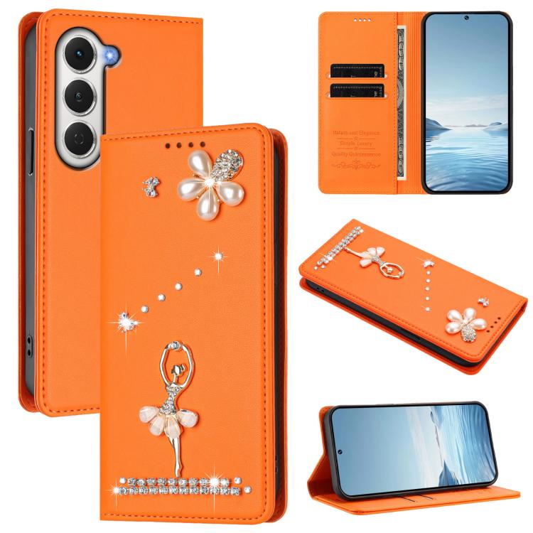 Ballet Girl Diamond Studded RFID Vegan Leather Phone Case, For Tecno Spark Go 3, For Tecno Pova Slim / Spark Slim, For Tecno Spark Go 2024 / Spark 20, For Tecno Spark 40C, For Tecno Pova 7 Pro 5G, For Tecno Pop 10, For Tecno Spark 40 Pro+ 4G           ...