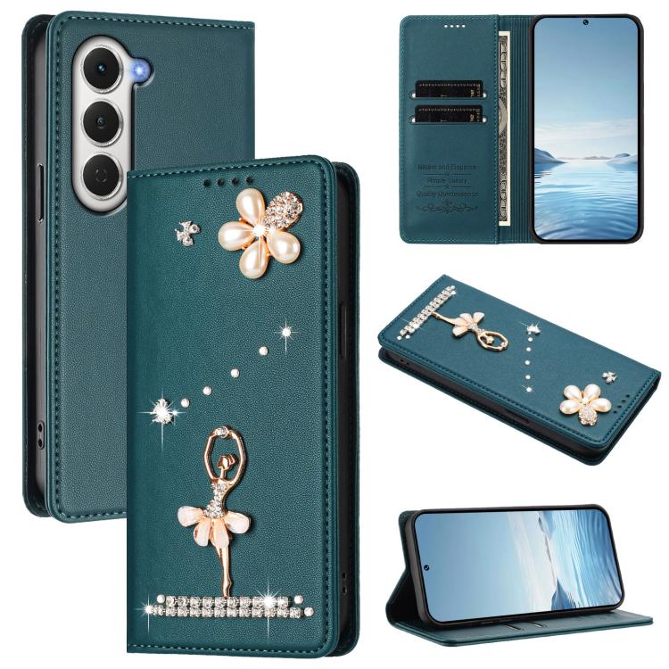 Ballet Girl Diamond Studded RFID Vegan Leather Phone Case, For Tecno Spark Go 3, For Tecno Pova Slim / Spark Slim, For Tecno Spark Go 2024 / Spark 20, For Tecno Spark 40C, For Tecno Pova 7 Pro 5G, For Tecno Pop 10, For Tecno Spark 40 Pro+ 4G           ...