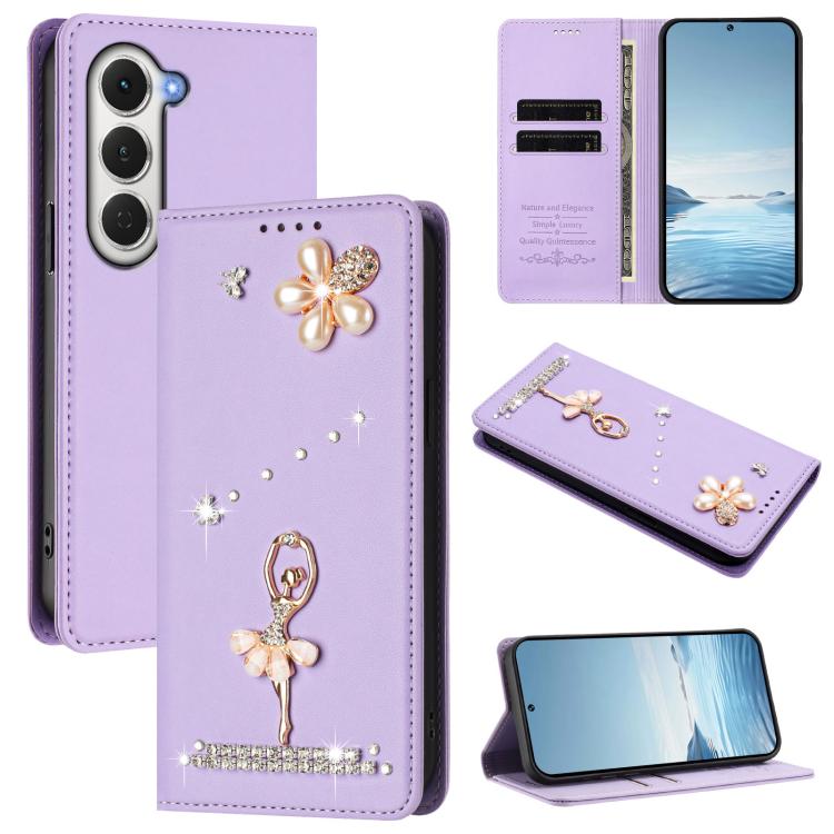Ballet Girl Diamond Studded RFID Vegan Leather Phone Case, For Tecno Spark Go 3, For Tecno Pova Slim / Spark Slim, For Tecno Spark Go 2024 / Spark 20, For Tecno Spark 40C, For Tecno Pova 7 Pro 5G, For Tecno Pop 10, For Tecno Spark 40 Pro+ 4G           ...