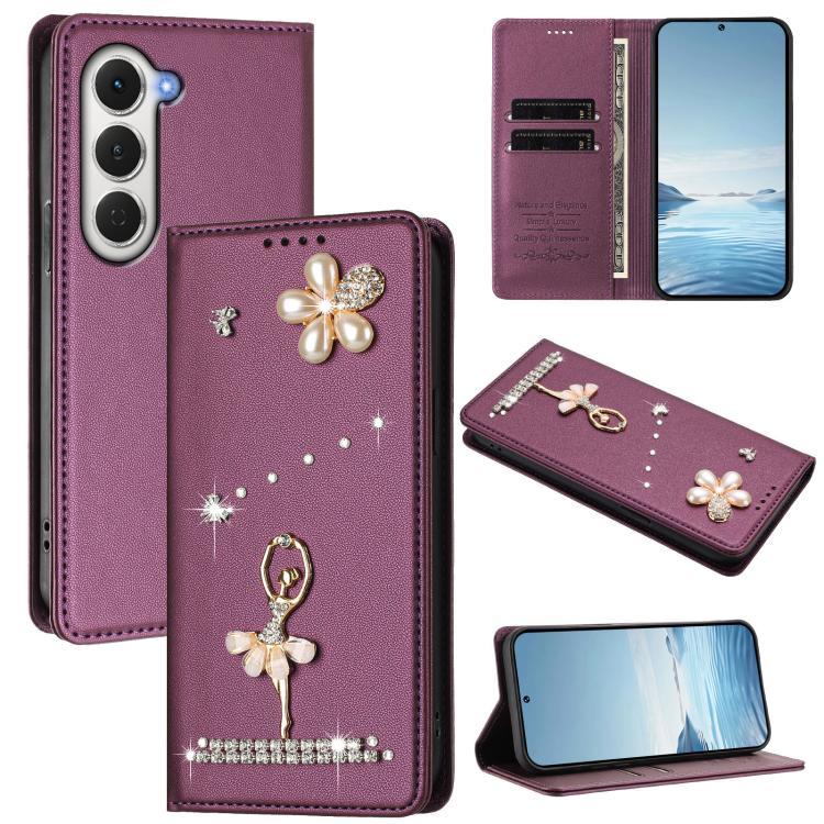 Ballet Girl Diamond Studded RFID Vegan Leather Phone Case, For Tecno Spark Go 3, For Tecno Pova Slim / Spark Slim, For Tecno Spark Go 2024 / Spark 20, For Tecno Spark 40C, For Tecno Pova 7 Pro 5G, For Tecno Pop 10, For Tecno Spark 40 Pro+ 4G           ...
