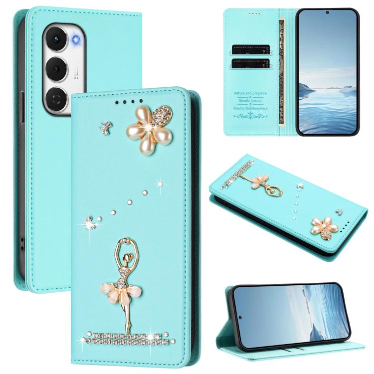 Ballet Girl Diamond Studded RFID Vegan Leather Phone Case, For Tecno Spark Go 3, For Tecno Pova Slim / Spark Slim, For Tecno Spark Go 2024 / Spark 20, For Tecno Spark 40C, For Tecno Pova 7 Pro 5G, For Tecno Pop 10, For Tecno Spark 40 Pro+ 4G           ...