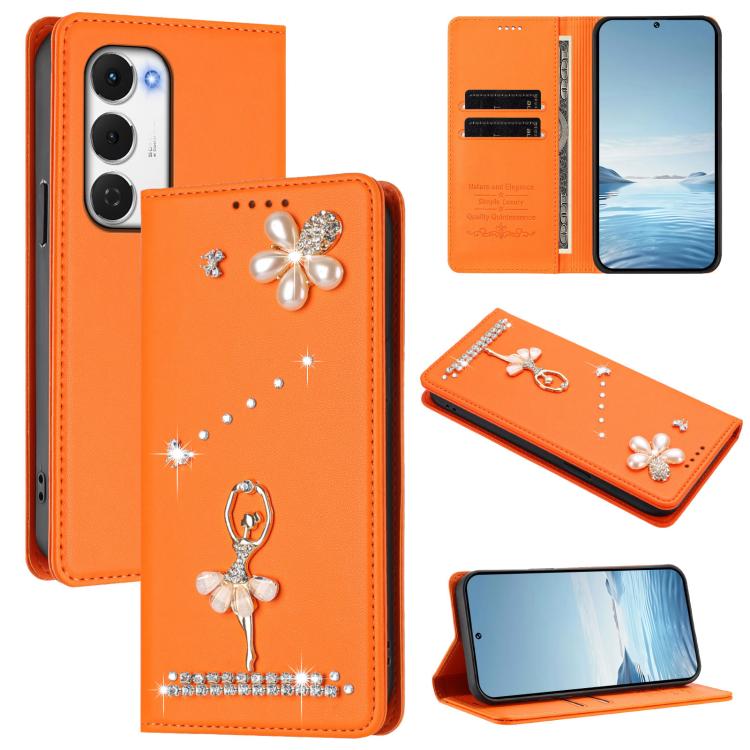 Ballet Girl Diamond Studded RFID Vegan Leather Phone Case, For Tecno Spark Go 3, For Tecno Pova Slim / Spark Slim, For Tecno Spark Go 2024 / Spark 20, For Tecno Spark 40C, For Tecno Pova 7 Pro 5G, For Tecno Pop 10, For Tecno Spark 40 Pro+ 4G           ...