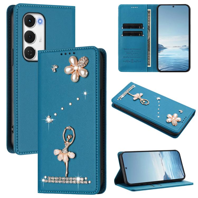 Ballet Girl Diamond Studded RFID Vegan Leather Phone Case, For Tecno Spark Go 3, For Tecno Pova Slim / Spark Slim, For Tecno Spark Go 2024 / Spark 20, For Tecno Spark 40C, For Tecno Pova 7 Pro 5G, For Tecno Pop 10, For Tecno Spark 40 Pro+ 4G           ...