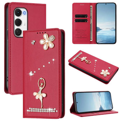 Ballet Girl Diamond Studded RFID Vegan Leather Phone Case, For Tecno Spark Go 3, For Tecno Pova Slim / Spark Slim, For Tecno Spark Go 2024 / Spark 20, For Tecno Spark 40C, For Tecno Pova 7 Pro 5G, For Tecno Pop 10, For Tecno Spark 40 Pro+ 4G           ...