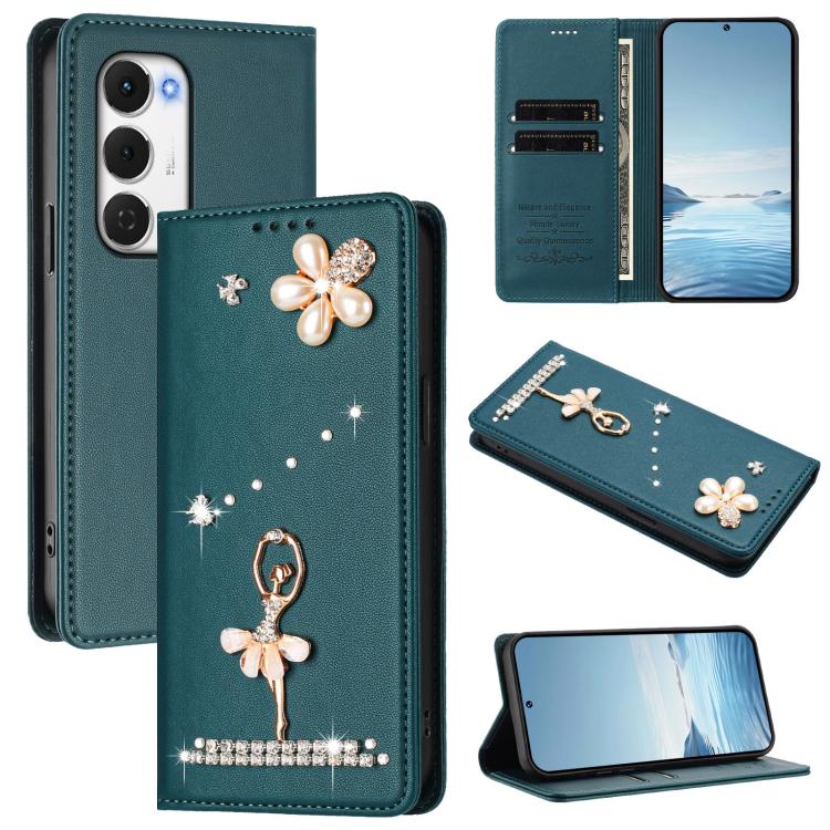 Ballet Girl Diamond Studded RFID Vegan Leather Phone Case, For Tecno Spark Go 3, For Tecno Pova Slim / Spark Slim, For Tecno Spark Go 2024 / Spark 20, For Tecno Spark 40C, For Tecno Pova 7 Pro 5G, For Tecno Pop 10, For Tecno Spark 40 Pro+ 4G           ...