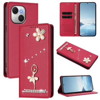 Ballet Girl Diamond Studded RFID Vegan Leather Phone Case, For Tecno Spark Go 3, For Tecno Pova Slim / Spark Slim, For Tecno Spark Go 2024 / Spark 20, For Tecno Spark 40C, For Tecno Pova 7 Pro 5G, For Tecno Pop 10, For Tecno Spark 40 Pro+ 4G           ...
