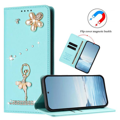 Ballet Girl Diamond Studded RFID Vegan Leather Phone Case, For Tecno Spark Go 1, For Tecno Camon 40 Pro, For Tecno Camon 40 Premier, For Tecno Camon 40, For Tecno Spark 30C 5G / Pop 9 5G, For Tecno Camon 30S / 30S Pro                                   ...
