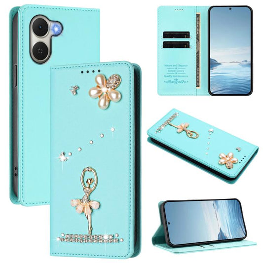 Ballet Girl Diamond Studded RFID Vegan Leather Phone Case, For Tecno Spark Go 3, For Tecno Pova Slim / Spark Slim, For Tecno Spark Go 2024 / Spark 20, For Tecno Spark 40C, For Tecno Pova 7 Pro 5G, For Tecno Pop 10, For Tecno Spark 40 Pro+ 4G           ...