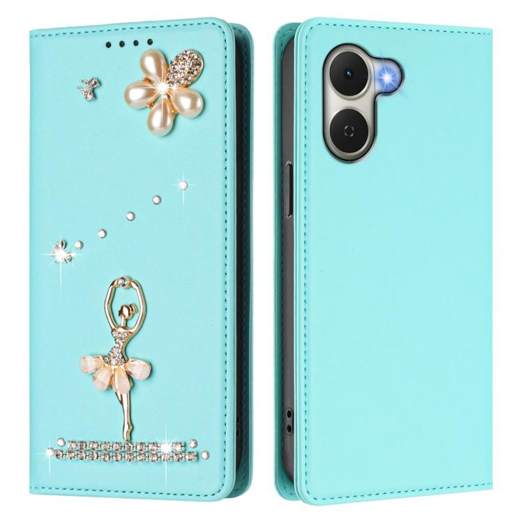 Ballet Girl Diamond Studded RFID Vegan Leather Phone Case, For Tecno Spark Go 3, For Tecno Pova Slim / Spark Slim, For Tecno Spark Go 2024 / Spark 20, For Tecno Spark 40C, For Tecno Pova 7 Pro 5G, For Tecno Pop 10, For Tecno Spark 40 Pro+ 4G           ...