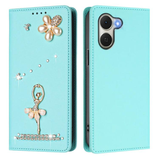 Ballet Girl Diamond Studded RFID Vegan Leather Phone Case, For Tecno Spark Go 3, For Tecno Pova Slim / Spark Slim, For Tecno Spark Go 2024 / Spark 20, For Tecno Spark 40C, For Tecno Pova 7 Pro 5G, For Tecno Pop 10, For Tecno Spark 40 Pro+ 4G           ...