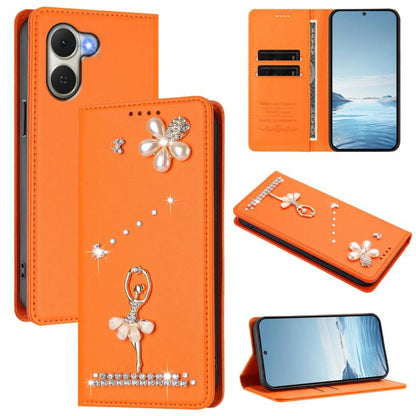 Ballet Girl Diamond Studded RFID Vegan Leather Phone Case, For Tecno Spark Go 3, For Tecno Pova Slim / Spark Slim, For Tecno Spark Go 2024 / Spark 20, For Tecno Spark 40C, For Tecno Pova 7 Pro 5G, For Tecno Pop 10, For Tecno Spark 40 Pro+ 4G           ...