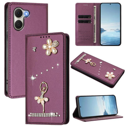 Ballet Girl Diamond Studded RFID Vegan Leather Phone Case, For Tecno Spark Go 3, For Tecno Pova Slim / Spark Slim, For Tecno Spark Go 2024 / Spark 20, For Tecno Spark 40C, For Tecno Pova 7 Pro 5G, For Tecno Pop 10, For Tecno Spark 40 Pro+ 4G           ...