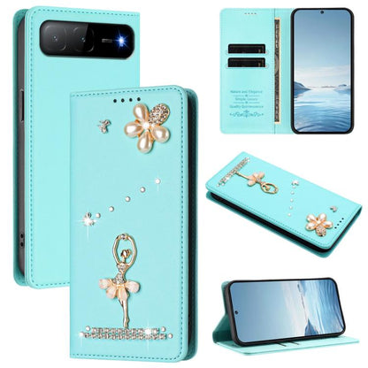 Ballet Girl Diamond Studded RFID Vegan Leather Phone Case, For Tecno Spark Go 1, For Tecno Camon 40 Pro, For Tecno Camon 40 Premier, For Tecno Camon 40, For Tecno Spark 30C 5G / Pop 9 5G, For Tecno Camon 30S / 30S Pro                                   ...