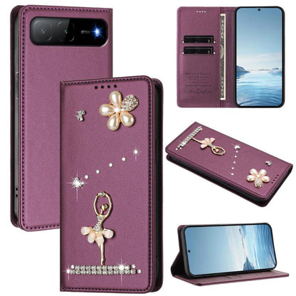 Ballet Girl Diamond Studded RFID Vegan Leather Phone Case, For Tecno Spark Go 1, For Tecno Camon 40 Pro, For Tecno Camon 40 Premier, For Tecno Camon 40, For Tecno Spark 30C 5G / Pop 9 5G, For Tecno Camon 30S / 30S Pro                                   ...