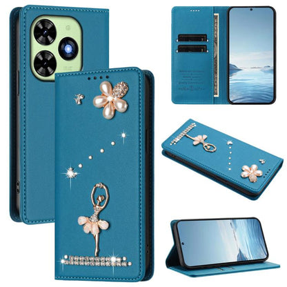 Ballet Girl Diamond Studded RFID Vegan Leather Phone Case, For Tecno Spark Go 3, For Tecno Pova Slim / Spark Slim, For Tecno Spark Go 2024 / Spark 20, For Tecno Spark 40C, For Tecno Pova 7 Pro 5G, For Tecno Pop 10, For Tecno Spark 40 Pro+ 4G           ...