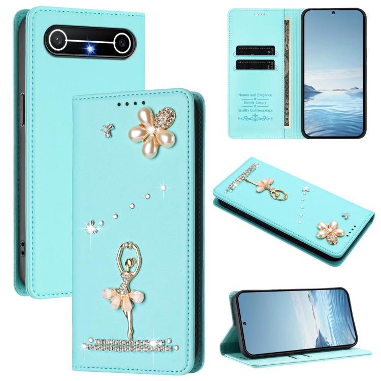 Ballet Girl Diamond Studded RFID Vegan Leather Phone Case, For Tecno Spark Go 3, For Tecno Pova Slim / Spark Slim, For Tecno Spark Go 2024 / Spark 20, For Tecno Spark 40C, For Tecno Pova 7 Pro 5G, For Tecno Pop 10, For Tecno Spark 40 Pro+ 4G           ...