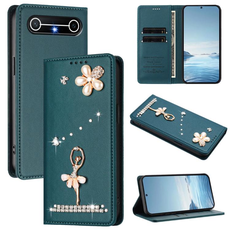 Ballet Girl Diamond Studded RFID Vegan Leather Phone Case, For Tecno Spark Go 3, For Tecno Pova Slim / Spark Slim, For Tecno Spark Go 2024 / Spark 20, For Tecno Spark 40C, For Tecno Pova 7 Pro 5G, For Tecno Pop 10, For Tecno Spark 40 Pro+ 4G           ...