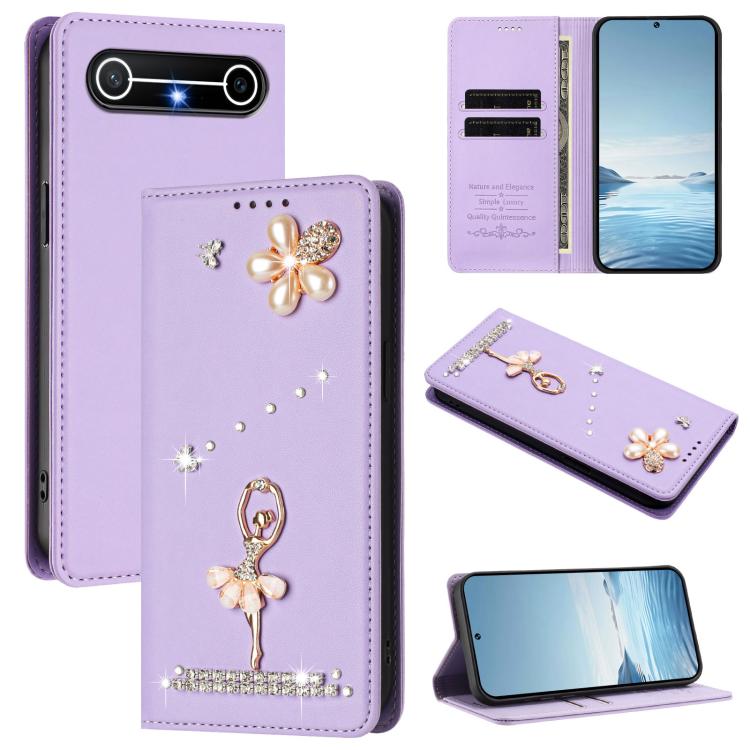 Ballet Girl Diamond Studded RFID Vegan Leather Phone Case, For Tecno Spark Go 3, For Tecno Pova Slim / Spark Slim, For Tecno Spark Go 2024 / Spark 20, For Tecno Spark 40C, For Tecno Pova 7 Pro 5G, For Tecno Pop 10, For Tecno Spark 40 Pro+ 4G           ...