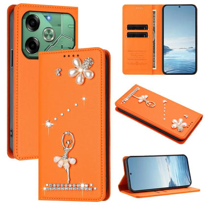 Ballet Girl Diamond Studded RFID Vegan Leather Phone Case, For Tecno Spark 20 Pro 5G, For Tecno Spark 10 Pro Magic Magenta, For Tecno Pova 6 / Pova 6 Pro, For Tecno Pova 6, For Tecno Camon 30 Pro, For Tecno Camon 30 Premier                             ...