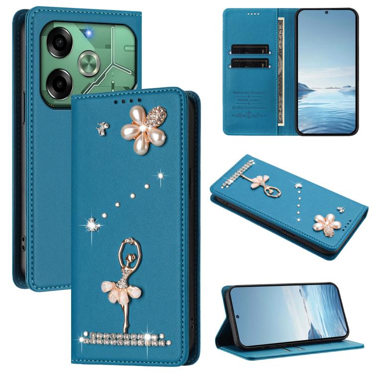 Ballet Girl Diamond Studded RFID Vegan Leather Phone Case, For Tecno Spark 20 Pro 5G, For Tecno Spark 10 Pro Magic Magenta, For Tecno Pova 6 / Pova 6 Pro, For Tecno Pova 6, For Tecno Camon 30 Pro, For Tecno Camon 30 Premier                             ...