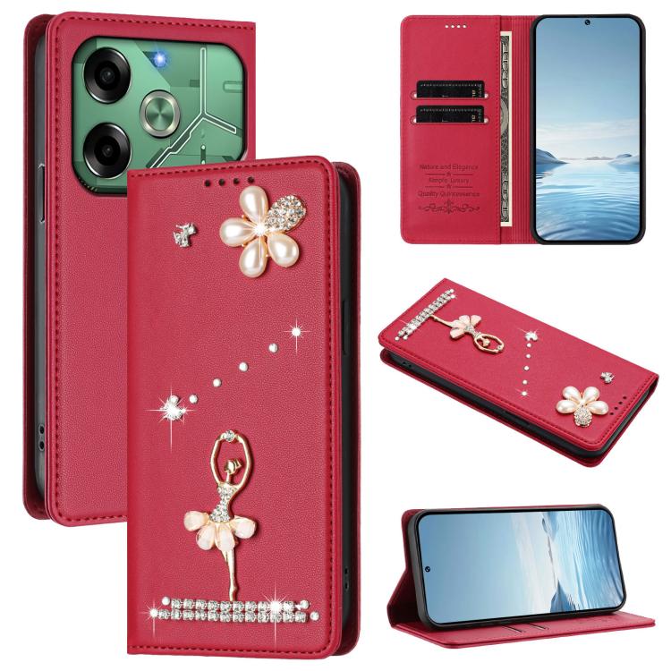 Ballet Girl Diamond Studded RFID Vegan Leather Phone Case, For Tecno Spark 20 Pro 5G, For Tecno Spark 10 Pro Magic Magenta, For Tecno Pova 6 / Pova 6 Pro, For Tecno Pova 6, For Tecno Camon 30 Pro, For Tecno Camon 30 Premier                             ...