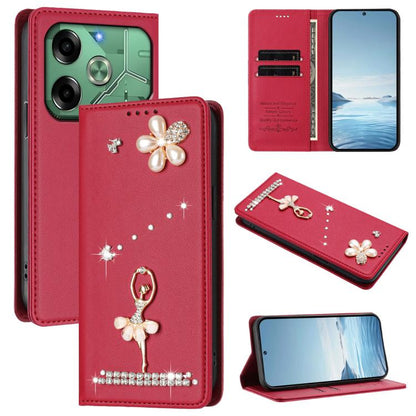 Ballet Girl Diamond Studded RFID Vegan Leather Phone Case, For Tecno Spark 20 Pro 5G, For Tecno Spark 10 Pro Magic Magenta, For Tecno Pova 6 / Pova 6 Pro, For Tecno Pova 6, For Tecno Camon 30 Pro, For Tecno Camon 30 Premier                             ...